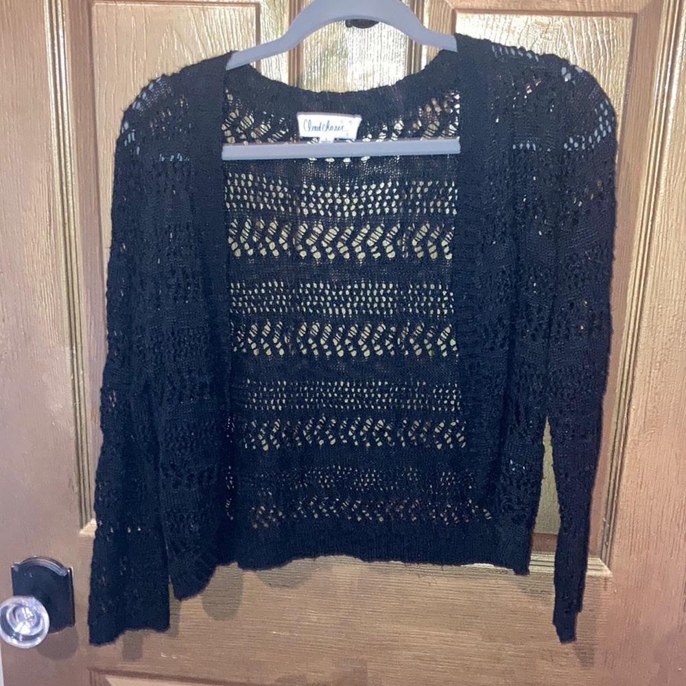 Rarely worn, great condition black crocheted cardigan